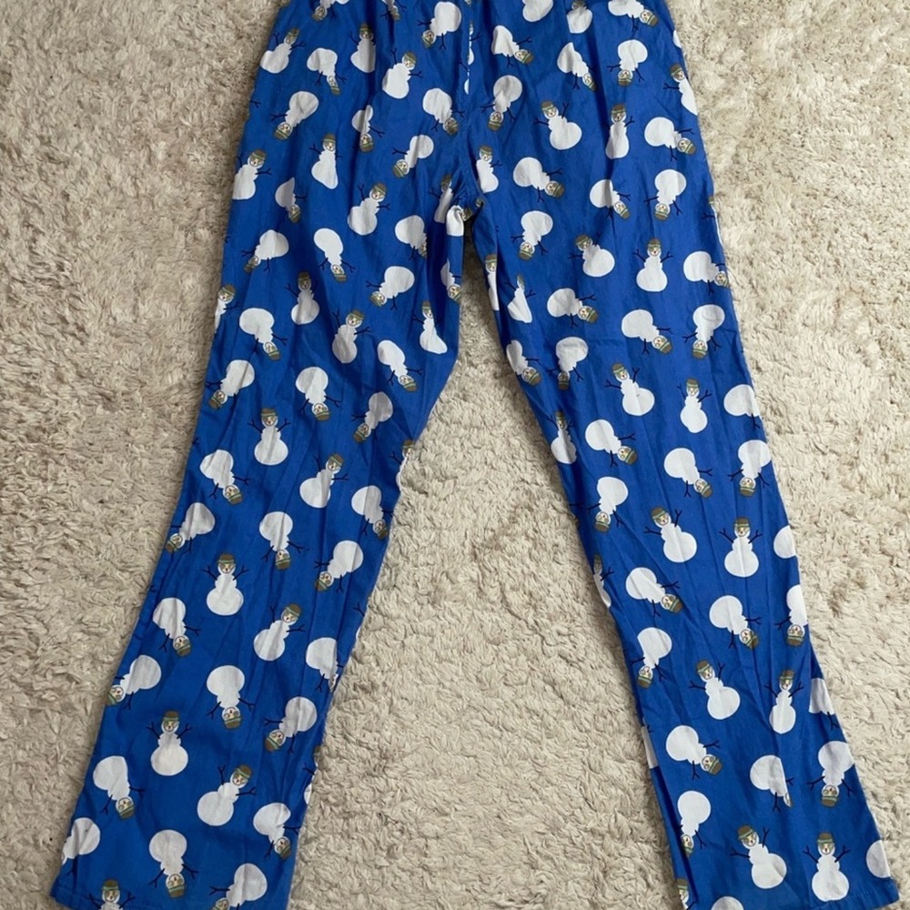 Old Navy Pajama Pants Blue Snowman Print Relaxed Fit Size M - Picture 4 of 6